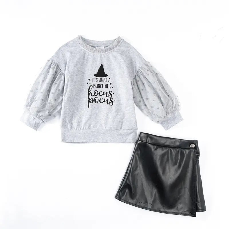 Hocus Pocus Pleather Skirt Set