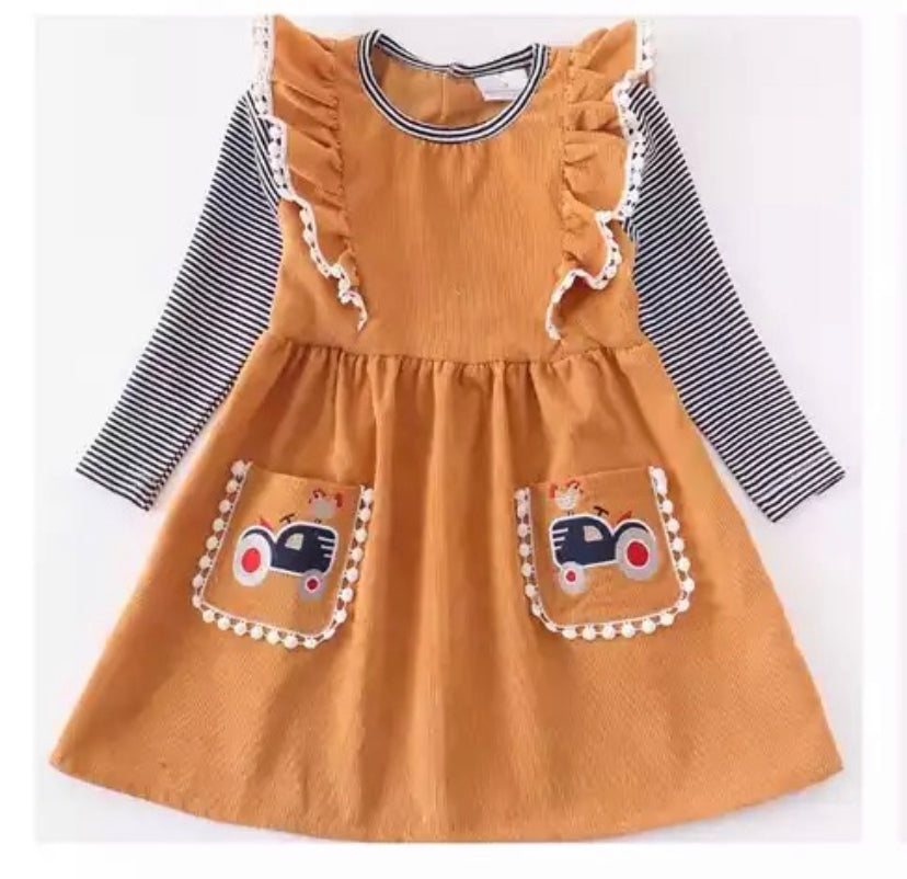 Hollie Corduroy Cognac Chicken Dress