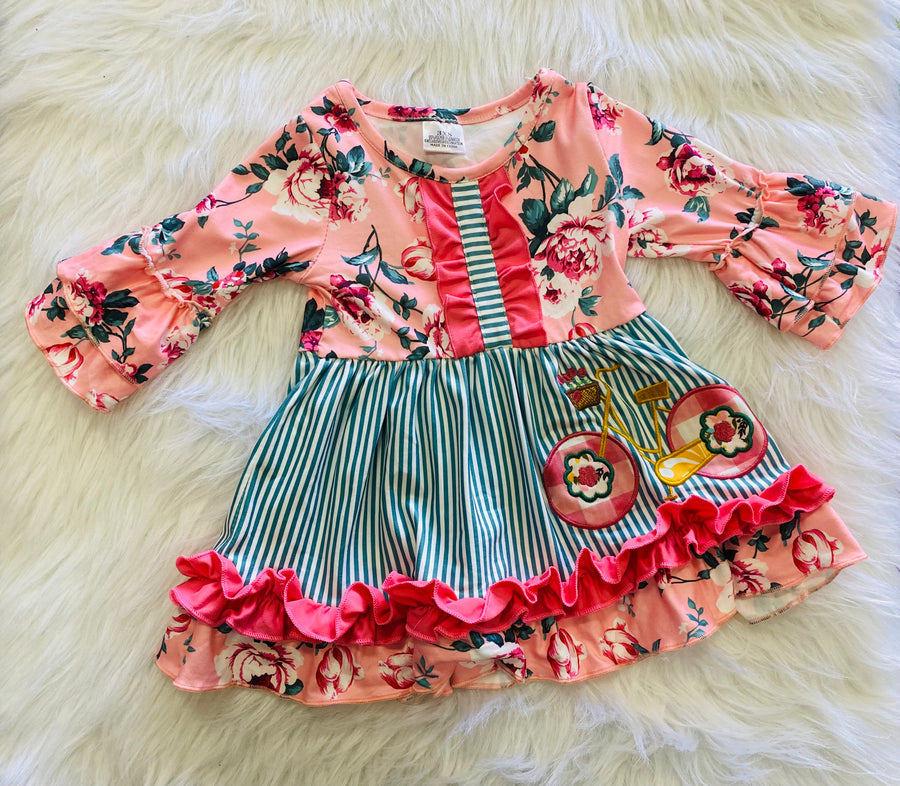 Bicycle Stripe Twirl Dress