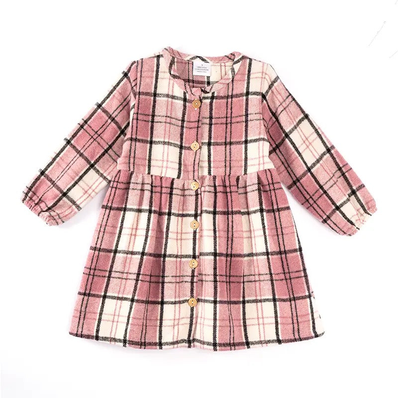 Polly Pink Plaid Flannel Dress