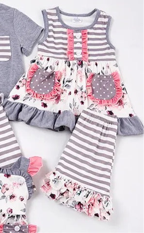 Lillie Floral Stripe Shorts Set