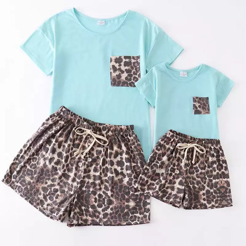 Teal Leopard Shay Mom and Me Set