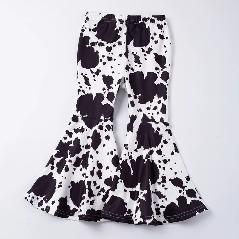 Black White Cow Soft Bell Pants