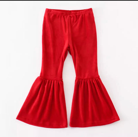 Red Velour Bell Pants