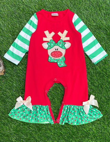 Reindeer Stripe Infant Romper