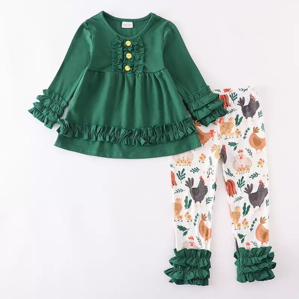 Green Ruffle Chicken Set – Noelle Belle Boutique